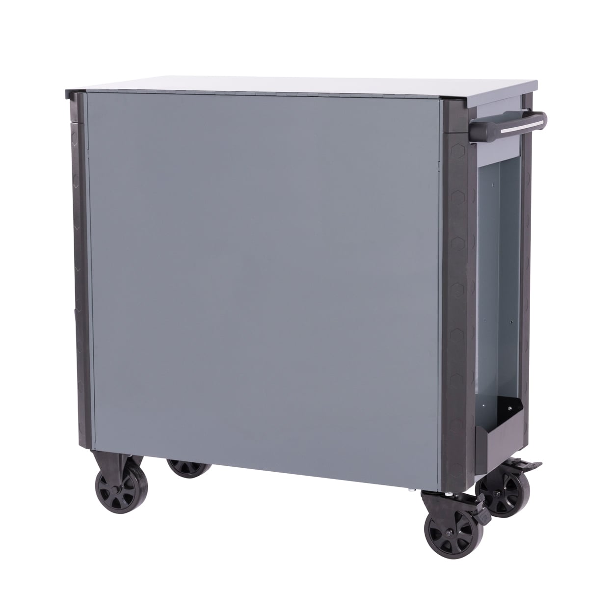 SGS 38in Tool Trolley Cart with Lid | 6 Drawers | Paper Towel Holder | Side Trays | Grey